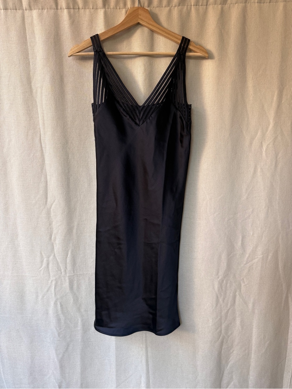 COS Black V-Neck Midi Slip Dress with Strappy Detail